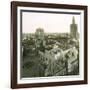 Valencia (Spain), Overview with the Cathedral, Virgin's Square and its Circular Pond-Leon, Levy et Fils-Framed Photographic Print