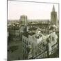 Valencia (Spain), Overview with the Cathedral, Virgin's Square and its Circular Pond-Leon, Levy et Fils-Mounted Photographic Print