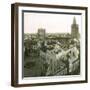 Valencia (Spain), Overview with the Cathedral, Virgin's Square and its Circular Pond-Leon, Levy et Fils-Framed Photographic Print