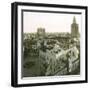 Valencia (Spain), Overview with the Cathedral, Virgin's Square and its Circular Pond-Leon, Levy et Fils-Framed Photographic Print