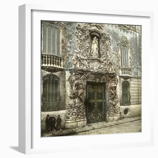 Valencia (Spain), the Door to the Palace of the Marquis of Dos Aguas, Circa 1885-1890-Leon, Levy et Fils-Framed Photographic Print