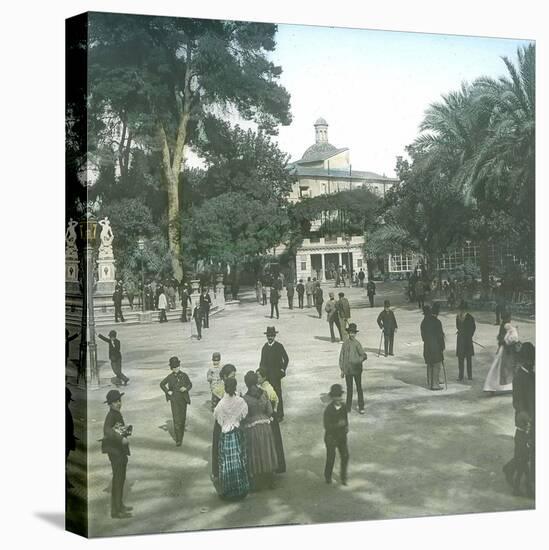 Valencia (Spain), the Paseo (Promenade) De La Glorieta, Circa 1885-1890-Leon, Levy et Fils-Stretched Canvas
