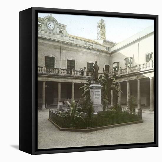 Valencia (Spain), the University's Courtyard with the Statue of the Philosopher Juan Luis De Vives-Leon, Levy et Fils-Framed Stretched Canvas