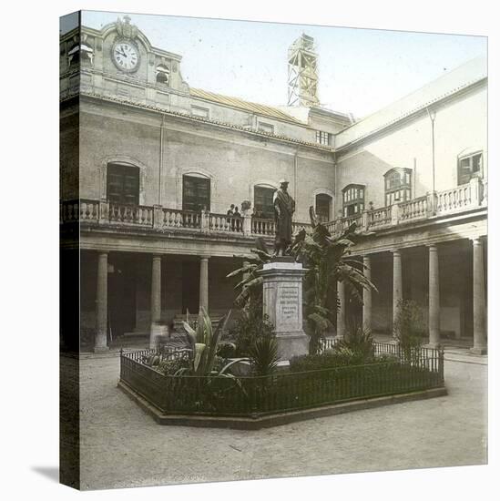 Valencia (Spain), the University's Courtyard with the Statue of the Philosopher Juan Luis De Vives-Leon, Levy et Fils-Stretched Canvas