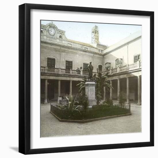 Valencia (Spain), the University's Courtyard with the Statue of the Philosopher Juan Luis De Vives-Leon, Levy et Fils-Framed Photographic Print