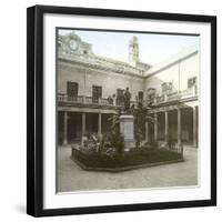 Valencia (Spain), the University's Courtyard with the Statue of the Philosopher Juan Luis De Vives-Leon, Levy et Fils-Framed Photographic Print