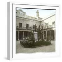 Valencia (Spain), the University's Courtyard with the Statue of the Philosopher Juan Luis De Vives-Leon, Levy et Fils-Framed Photographic Print