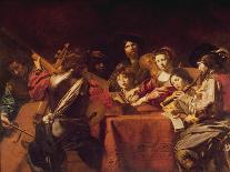 Concert with Eight People-Valentin de Boulogne-Giclee Print