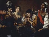 Tavern Showing Musicians and Drinkers, Circa 1625-Valentin de Boulogne-Framed Giclee Print