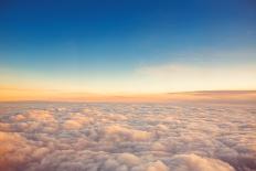 Flying above the Clouds. View from the Airplane, Soft Focus-Valentin Valkov-Framed Photographic Print