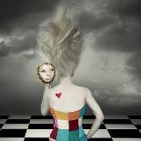 Surreal Vessel above the Clouds with Full Sail and a Sail with a Female Face-Valentina Photos-Art Print