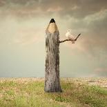 Surreal Illustration Imagine Representing a Pencil like a Tree with a Dove under a Branch with a Be-Valentina Photos-Art Print