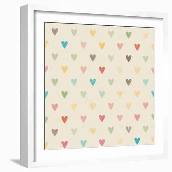 Valentine Colorful Retro Seamless Hearts Pattern-sputanski-Framed Art Print