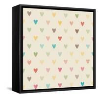 Valentine Colorful Retro Seamless Hearts Pattern-sputanski-Framed Stretched Canvas