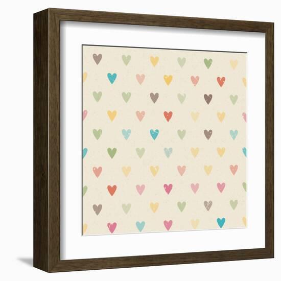 Valentine Colorful Retro Seamless Hearts Pattern-sputanski-Framed Art Print