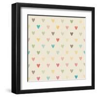 Valentine Colorful Retro Seamless Hearts Pattern-sputanski-Framed Art Print