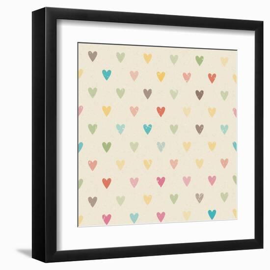 Valentine Colorful Retro Seamless Hearts Pattern-sputanski-Framed Art Print