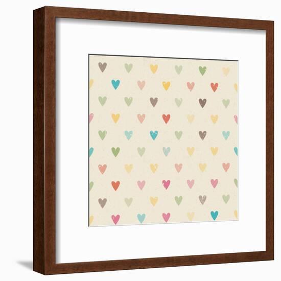 Valentine Colorful Retro Seamless Hearts Pattern-sputanski-Framed Art Print