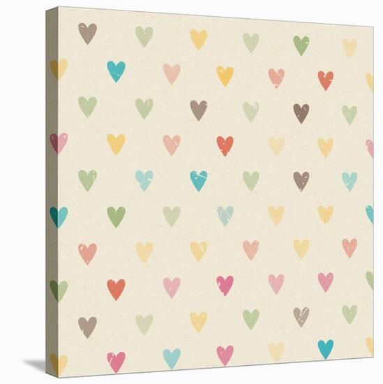 Valentine Colorful Retro Seamless Hearts Pattern-sputanski-Stretched Canvas