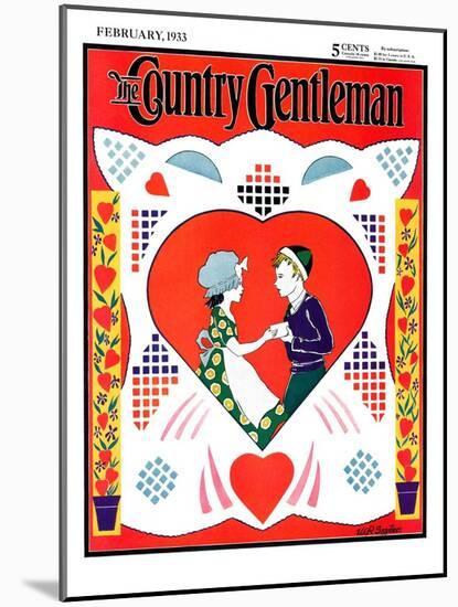 "Valentine Couple Cut-Out," Country Gentleman Cover, February 1, 1933-W. P. Snyder-Mounted Giclee Print