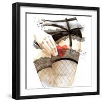 Valentine Day Heart and Beautiful Woman Watercolor.-Dabrynina Alena-Framed Art Print