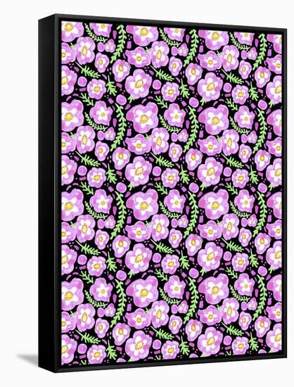 Valentine Floral White Flowers Repeat-Cyndi Lou-Framed Stretched Canvas