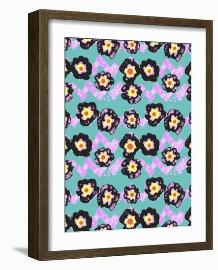 Valentine Floral Zig Zag Repeat-Cyndi Lou-Framed Art Print