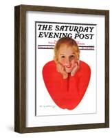 "Valentine Girl," Saturday Evening Post Cover, February 13, 1932-Charles E. Chambers-Framed Giclee Print