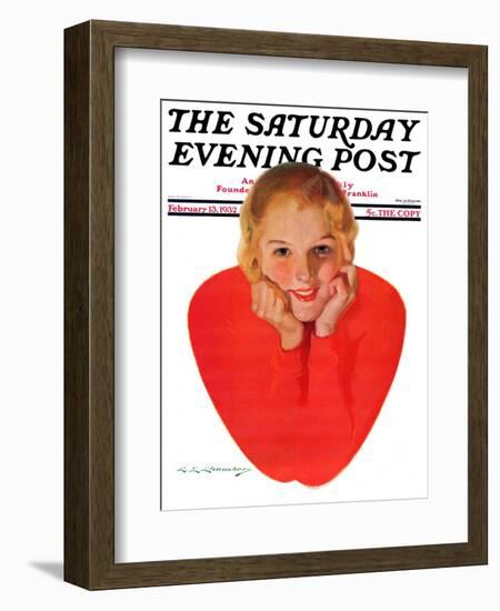 "Valentine Girl," Saturday Evening Post Cover, February 13, 1932-Charles E. Chambers-Framed Giclee Print