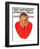 "Valentine Girl," Saturday Evening Post Cover, February 13, 1932-Charles E. Chambers-Framed Giclee Print