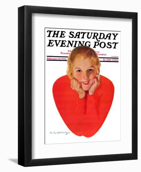 "Valentine Girl," Saturday Evening Post Cover, February 13, 1932-Charles E. Chambers-Framed Giclee Print