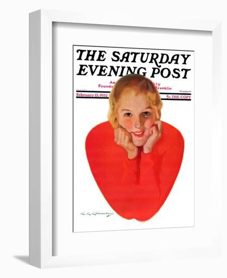 "Valentine Girl," Saturday Evening Post Cover, February 13, 1932-Charles E. Chambers-Framed Giclee Print