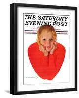 "Valentine Girl," Saturday Evening Post Cover, February 13, 1932-Charles E. Chambers-Framed Giclee Print