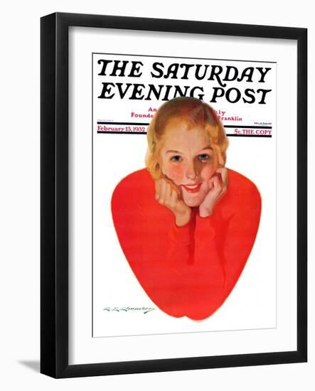 "Valentine Girl," Saturday Evening Post Cover, February 13, 1932-Charles E. Chambers-Framed Giclee Print