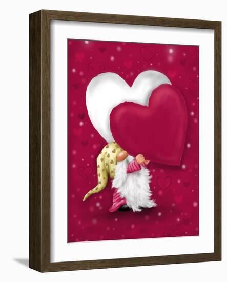 Valentine Gnome with Heart-MAKIKO-Framed Giclee Print