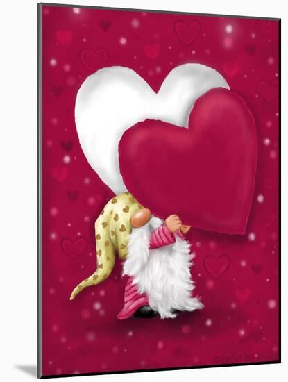 Valentine Gnome with Heart-MAKIKO-Mounted Giclee Print