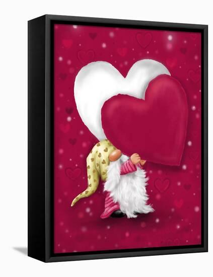 Valentine Gnome with Heart-MAKIKO-Framed Stretched Canvas