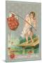 Valentine Greeting, Cupid Fishing Hearts-null-Mounted Art Print