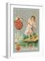 Valentine Greeting, Cupid Fishing Hearts-null-Framed Art Print