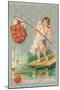 Valentine Greeting, Cupid Fishing Hearts-null-Mounted Art Print