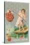 Valentine Greeting, Cupid Fishing Hearts-null-Stretched Canvas