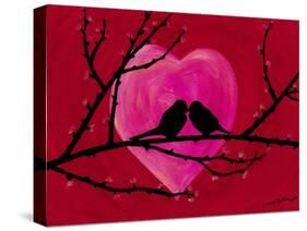 Valentine Love Birds-Cheryl Bartley-Stretched Canvas