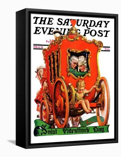 "Valentine Ride," Saturday Evening Post Cover, February 11, 1928-Elbert Mcgran Jackson-Framed Stretched Canvas