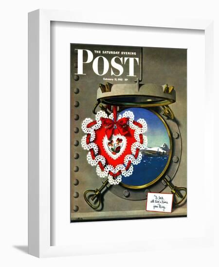 "Valentine's Day at Sea," Saturday Evening Post Cover, February 13, 1943-John Atherton-Framed Giclee Print