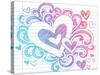 Valentine's Day Love & Hearts Sketchy Notebook Doodles Design Elements on Lined Sketchbook Paper Ba-blue67-Stretched Canvas