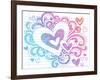 Valentine's Day Love & Hearts Sketchy Notebook Doodles Design Elements on Lined Sketchbook Paper Ba-blue67-Framed Art Print