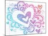 Valentine's Day Love & Hearts Sketchy Notebook Doodles Design Elements on Lined Sketchbook Paper Ba-blue67-Mounted Art Print