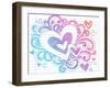 Valentine's Day Love & Hearts Sketchy Notebook Doodles Design Elements on Lined Sketchbook Paper Ba-blue67-Framed Art Print