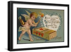 Valentine's Day Postcard with Cupid and Matches-Mark Rykoff-Framed Premium Giclee Print