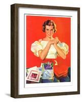 "Valentine's Gifts,"February 16, 1935-F. Sands Brunner-Framed Giclee Print